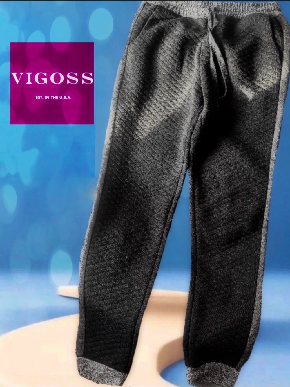 Vigoss Quilted Black and Gray Joggers